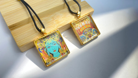 Eastmyths Two - Sided Thangka Pendant: Where Compassion, Protection, and Nature’s Energy Unite
